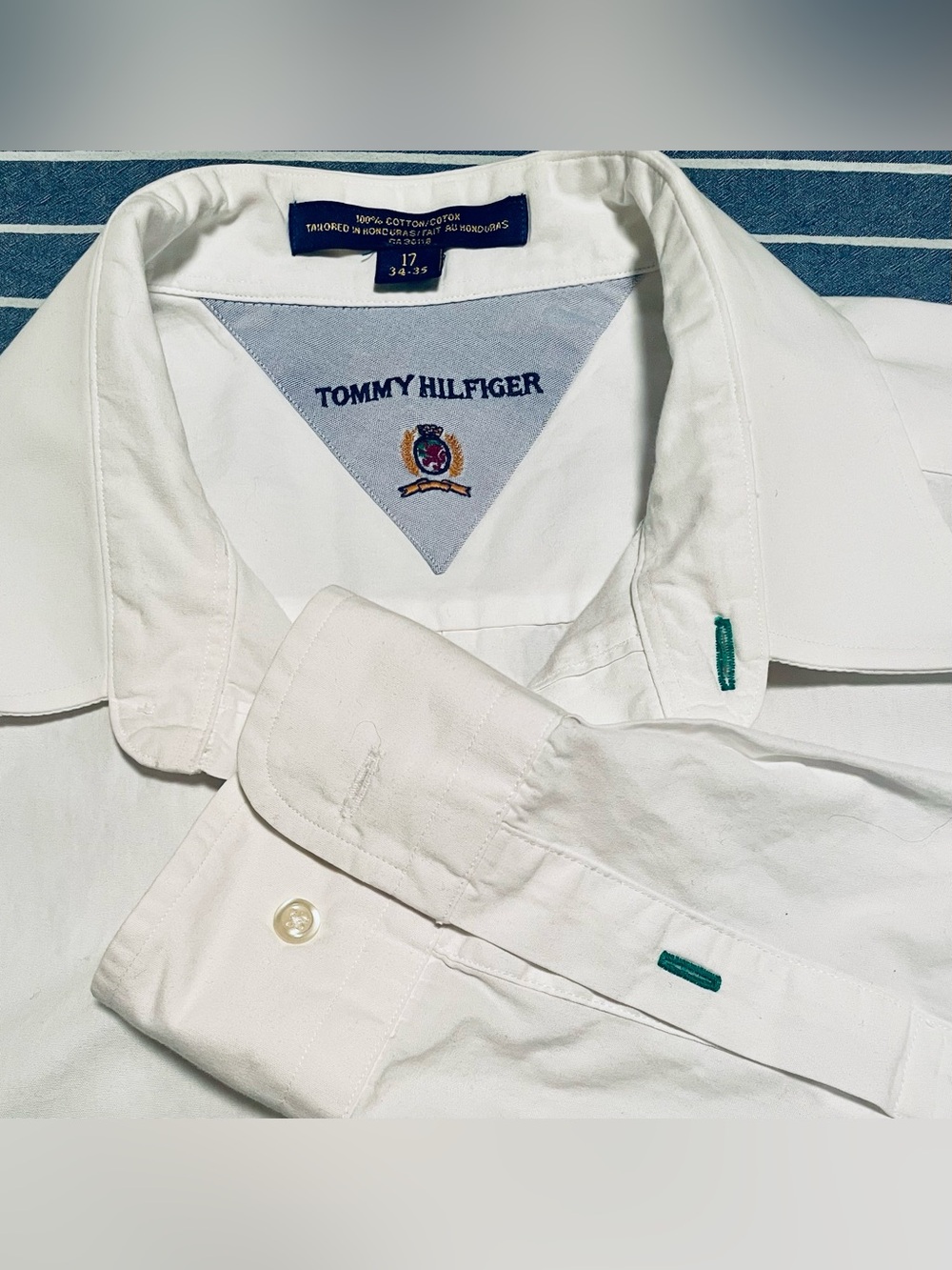 Tommy Hilfiger Vintage White Men's Classic Button-Down Shirt Rare 1990s 17